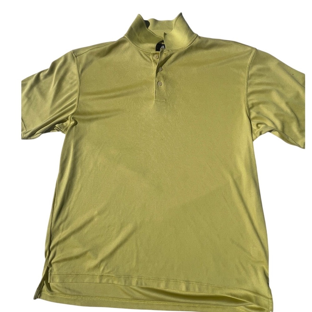 Adidas ClimaCool Polo Shirt Mens XL Yellow Green Diamond Texture Mesh Golf Tee